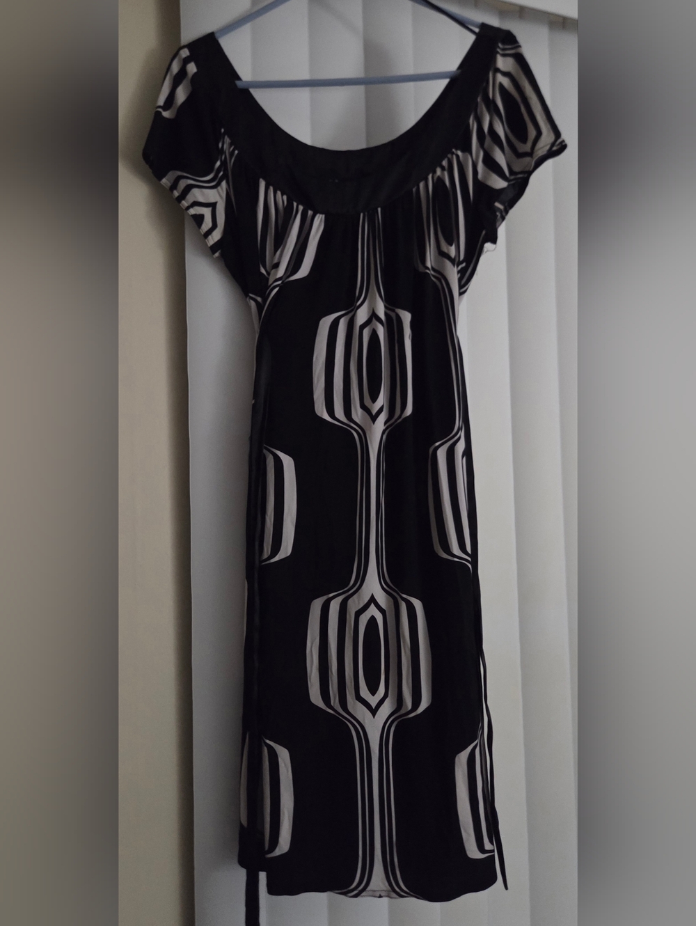 Vintage Dress Barn Black and White Geometric Midi Dress